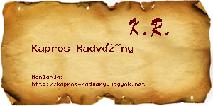 Kapros Radvány névjegykártya